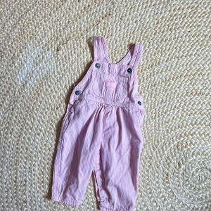 Vintage Oshkosh b’gosh overalls pink pinstriped striped adjustable 12 months